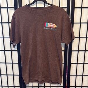 Inspire Brown Short Sleeve Tee with Flag Accent